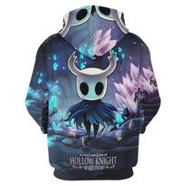 Cartoon Anime Game Pattern Men's Hoodie Hollow Knight Clothing 3D Printing Outdoor Sports Shirt Fashion Oversized Top Kids Clothes 100 gray