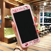 Ekrano apsauga, skirta iPhone 13 12 11 Pro Max 6 6S 7 8 Plus Apsauginis stiklas, skirtas iPhone X XR XS Max Hello Kitty raštas for iPhone 6 6S brown