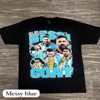 Lionel Messi Goat Football Graphic T-shirt European and American Summer New Men's and Women's Pure Cotton Top S