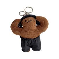 Yousheng Muscle Cat Plush Keychain Stuffed Cat with Abs Bag Charm Cute Cat Design Keyring Car Automobile Accessories for Backpack Wallet juoda