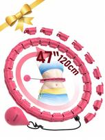 JKSHMYT Smart Weighted Hula Hoop For Adults Weight Loss 47 Inch Waist 24 Detachable Links Fitness Hoop For Women And Beginners rožinė