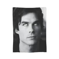 Ian Somerhalder Blanket Flannel Spring Autumn Damon Salvatore Paul Wesley Portable Ultra-Soft Throw Blankets Plush Thin Quilt 100x150cm white