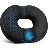 Dual Concave Memory Foam Donut Seat Cushion with Slow Rebound for Long Sitting Comfort 43*37*8CM black