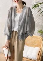 Women's Korean Style Ice Silk Knit Cardigan - Lightweight, Breathable, Sun Protection for Spring & Summer One Size
