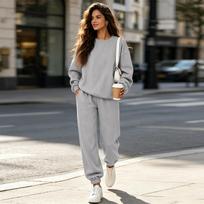Women's 2-Piece Sweatsuit Set with Wide Leg Pants for Casual Everyday Wear XXL gray