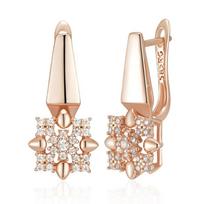 Kinel 585 Rose Gold Crystal Flower Drop Earrings Pendant For Women Natural Zircon Accessories Daily Fine Jewelry Sets white