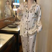 Spring And Summer Girls Ice Silk Rose Print High-End Lace Lace Loungewear Two-Piece Set M