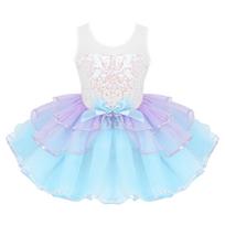 Vaikams Mergaitėms Blizgučiai Berankoviai Baleto Šokių Suknelės Tutu Sijonu Apvilkti Leotard Balerina Šokių Kostiumai 2-3 Years šviesiai mėlyna spalva