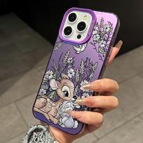 Bambi Bunnies Phone Case for Apple iPhone 16 15 14 Plus 13 12 11 iPhone16 iPhone13 Pro Max X Xs XR 8 7 Silver Matte Hard Cover iPhone XR violetinė