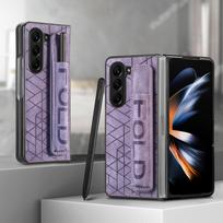 For Samsung Z Fold 6 5 4 3 Folding Screen Elastic Telescopic Leather Bag Wrist Strap with Pen Insertion Phone Case Opp Bag&For Samsung zfold 3