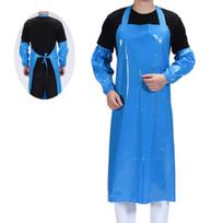 Waterproof Oil-Proof TPU Bib Apron with Sleeves Oil Resistant Chef Apron Food-Grade Plastic Apron for Seafood Processing Kitchen Food Factory A mėlyna