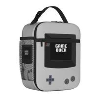 Games Console Handheld Gamer Game Over Tote Insulated Lunch Bag Carry Food Bags Reusable Thermal Cooler School Large Capacity One Size gray