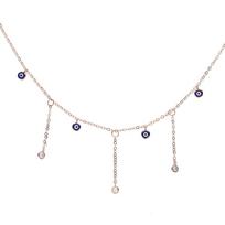 Simple Tassel Choker Necklaces Evil Eye Drop Charm Round Bezel CZ Fashion Elegant Women Choker Necklace 16inches