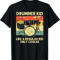 Drumming Art For Boys Girls Kids Drumline Drum Set Drummer T-Shirt S