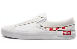 Vans Slip On Cap Low Top Skate Shoes Unisex Red Grid White VN0A3WM5TLJ 35 white