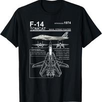 Vyriški F-14 Tomcat naikintuvo brėžinio marškinėliai Aviacijos entuziastams su techninėmis schemomis Minkšti, kvėpuojantys H-Fit - Vyrai... S įvairiaspalvis