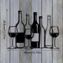 Minimalist Metal Wine Glass Wall Art 15.75x11.77in, Indoor Outdoor Iron Decor