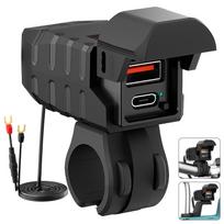 Motociklo USB maitinimo šaltinis, Vandeniui atsparus, Lizdas, Specialus maitinimo šaltinis motociklams, Išvestis: PD (36W) juoda