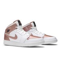 Air Jordan 1 Mid GS Baltas Rožinis Auksas 555112-190 EU 38 raudona