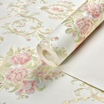 Lipnios mergaitės miegamojo tapetai Sienų dekoravimo lipdukai Lipnūs Modernūs Madingi Gėlių fonas Neaustiniai sienų popieriai beige