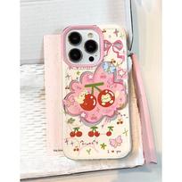 Spring Cherry Cat iPhone 11-15 Pro Max Clear Soft Case iPhone 14 pink