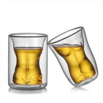 Couple Double-Wall Glass Coffee Cup 150ML Shot Muscle Male Wine Glass Unique Design Barware for Couples 101-200ml juoda