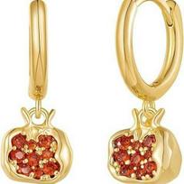 Copper-Plated Gold Pomegranate Ear Cuffs with Rose Red Zircon – Elegant and Versatile Design white