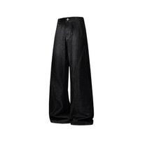Spring Autumn Vintage Loose Casual Wide Leg Jeans Male Fashion All-match Straight Denim Paants Men Trousers M juoda