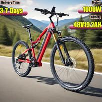 Electric bicycle TX19 1000W motor 48V19.2AH battery dual hydraulic brake electric bicycle 29 inch tires 27 speed off-road electric bicycle E-bike 1000W 48V 19.2AH raudona