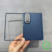 skirta Samsung Galaxy Z Fold 8 Kevlar anglies pluošto tekstūros PC vyrio apsauginis dėklas magnetinio belaidžio įkrovimo odos pojūčio dangtelio korpusas Galaxy Z Fold 8 tamsiai mėlyna spalva