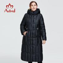 Astrid Moterys Žieminis parkas Šiltas Ilgas Madingi medvilniniai drabužiai žieminė moteriška juoda striukė AR-9546 XL juoda