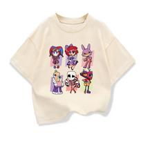 Kids Clothing Tees Summer The Amazing Digital Circus Graphic Fashion Short Sleeve T-shirt Children's Loose T Shirts O-neck Tops 160 white