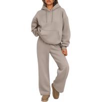 Women's Two-Piece Autumn Set: Velvet Hoodie & Wide-Leg Sweatpants XXXL kupranugaris
