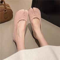 Japoniško stiliaus Tabi Ninja batai moterims Jaukūs odiniai plokščiapadžiai Split Hoof Toe Loafers Femme Mary Jeans Mocasins Moteriški balerinos batai 35 rožinė