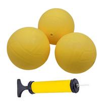 Stiprus atšokantis smaiginis žaidimo kamuolys su pompa Mini tinklinis komandinės sporto šakos apvalus tinklinis kamuolys baseinas veja 3Ball 1Pump yellow