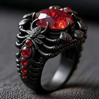 Gun Black Ring and Inlaid Hand-decorated Scorpion Ring 6