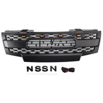 Black Front Bumper Grill Grille Fit Nissan Frontier 2009-2019 W/Led Lights