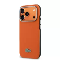 Lacoste Petit Pique Semi Wrap phone case with MagSafe support for iPhone 17 Pro Max orange