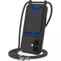 Hurtel Crossbody Lanyard book type phone case for iPhone 17 black