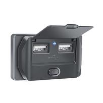 USB Socket 12V-24V Power Adapter Type-C/USB A/USB A+Type C Panel Mount Charging Port for Marine Boat Bus ATV gray