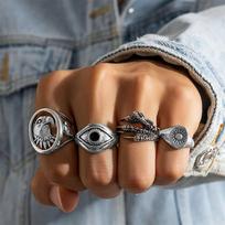 Vintage Devil Eye Ring Set For Man Punk Charm Eagle Ring Set  Cool Stuff Male Gift Accessories Wholesale