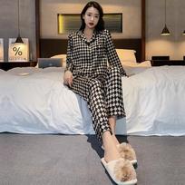 Couple's Ice Silk Pajama Set Spring Summer Fall Korean Style Lightweight Long Sleeve Top and Pants Women's Plus Size Loungewear M
