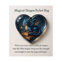 Magical Dragon Pocket Hug Fantasy Dragon Heart Token with Book Symbol Small Emotional Support Encouragement Gift for Readers Students Fantasy Lovers 1pc mėlyna