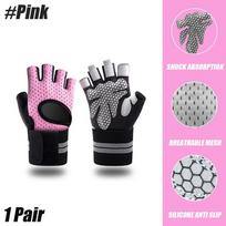 Weightlifting Gloves With Wrist Support For Gym Training Bodybuilding Heavy Exercise Fitness Workout Crossfit S rožinė