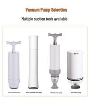 Thickened Vacuum Seal Bags with Air Pump for Food Storage and Preservation Set of 5 White Zipper Clips white