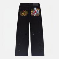 Unisex Men Women Hip Hop Fallen Knight Baggy Jeans Y2k Vintage Streetwear Harajuku Pocket Straight Cargo Pants Denim Trousers S juoda