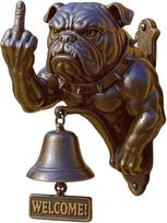 Rustic Cast Iron Doorbell Funny Vertical Middle Finger Bulldog Design Dog Door Ring Hanging Ornament For Front Door Decor
