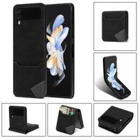 Suitable for Samsung Z Flip4 mobile phone case Z Flip3 splicing contrasting lines card folding protective case 3rd generation Samsung z flip3 juoda
