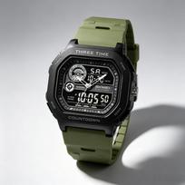 Unisex Digital Watch SKMEI Dual Display School 50M Waterproof 2641 armijos žalia spalva