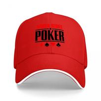 WORLD SERIES POKER LOGO Baseball Cap Black Trucker Hat with Red White Details Classic Adjustable Snapback for Gambling Fans One Size red